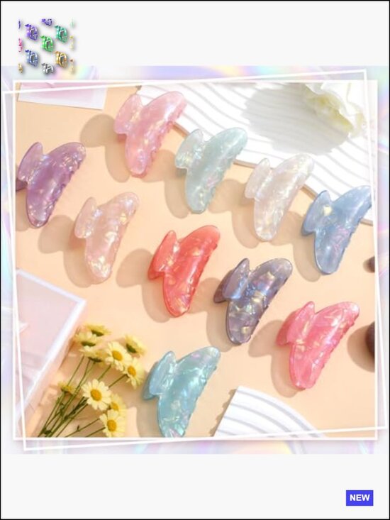 10 Pcs Acrylic Hair Claw Clips Shimmering Non-slip Large Bulk Set for Women main image 6